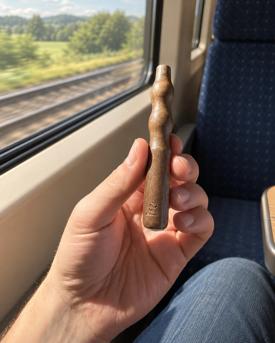 Pajisja Lio prej druri arre në dorë gjatë një udhëtimi me tren